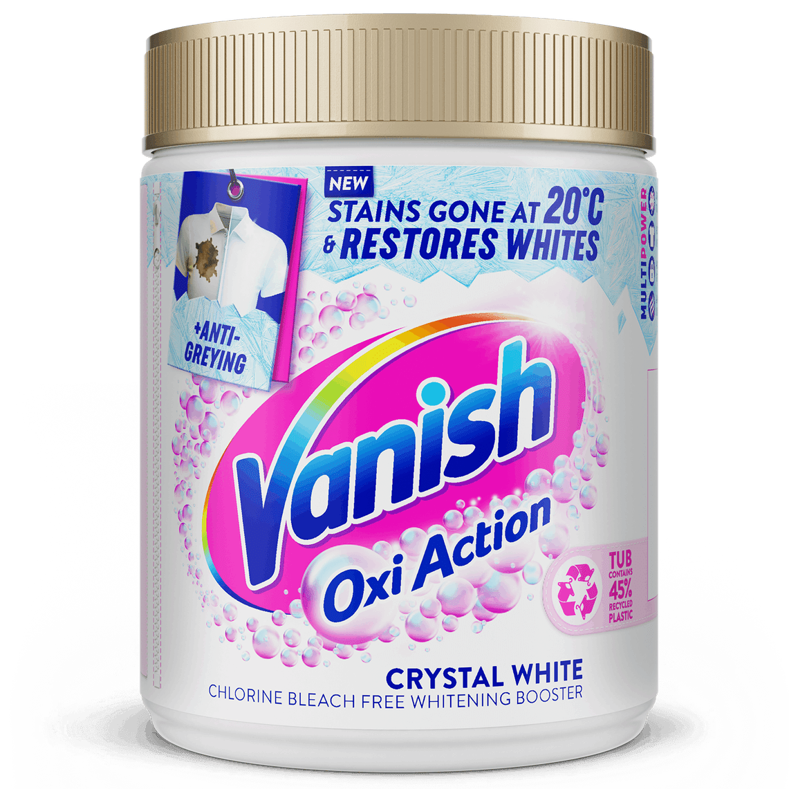 Vanish Oxi Action Crystal White Powder, 470g Stain Remover & Whitener.